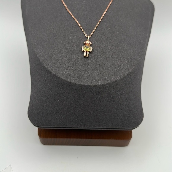 Rose Gold (S925) Robot Pendant Necklace with Citrine and Rose Gold Chain - Picture 9 of 12